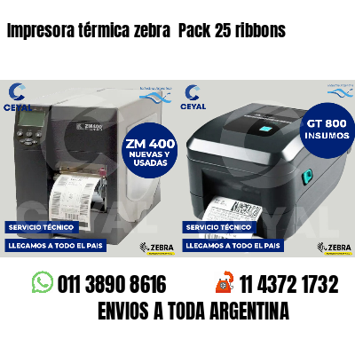 Impresora térmica zebra  Pack 25 ribbons