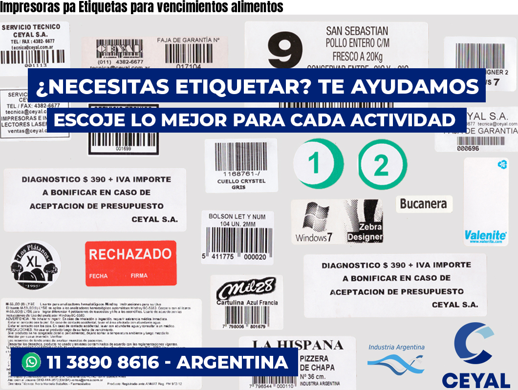 Impresoras pa Etiquetas para vencimientos alimentos