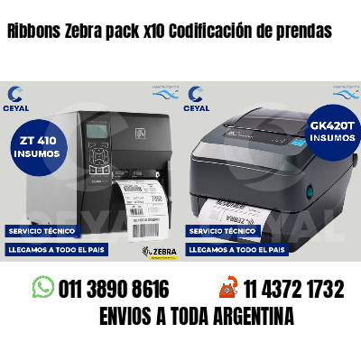 Ribbons Zebra pack x10 Codificación de prendas