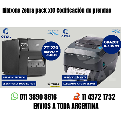 Ribbons Zebra pack x10 Codificación de prendas