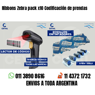 Ribbons Zebra pack x10 Codificación de prendas