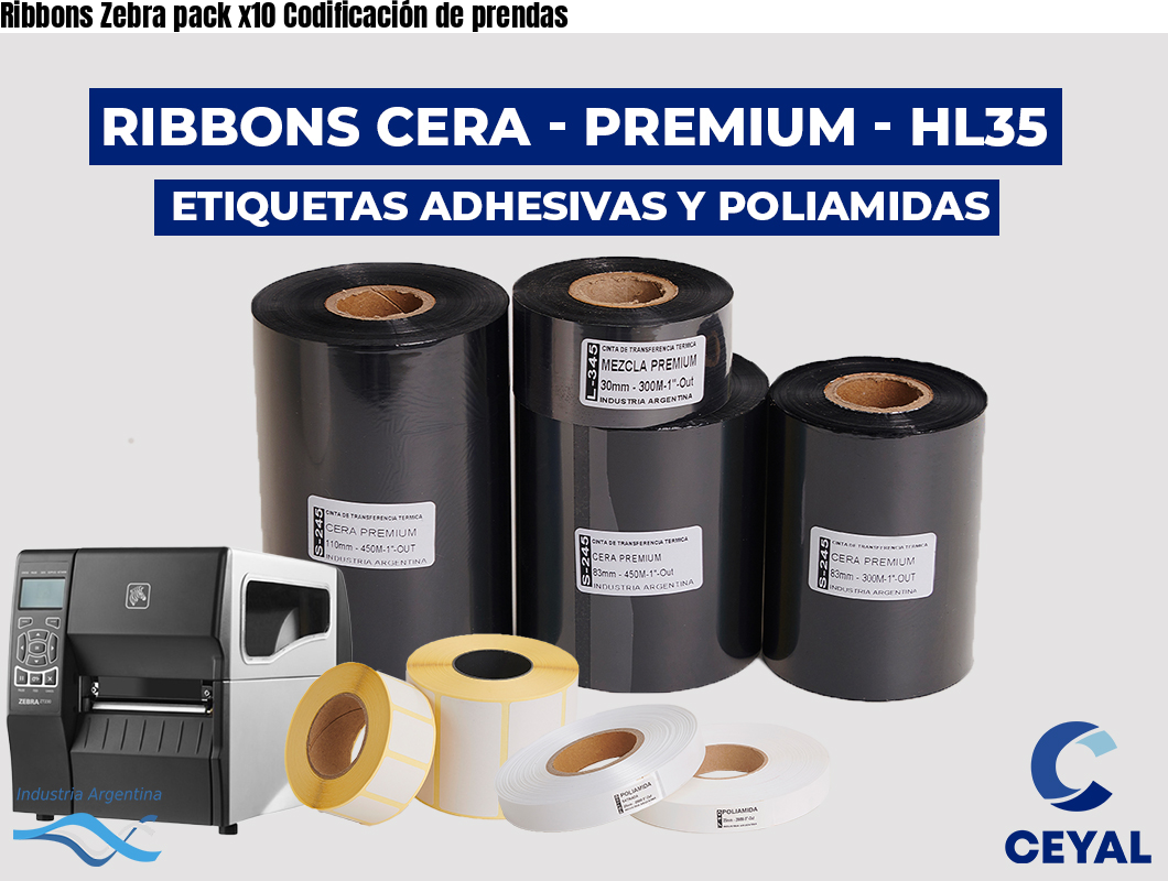 Ribbons Zebra pack x10 Codificación de prendas