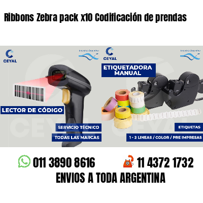 Ribbons Zebra pack x10 Codificación de prendas