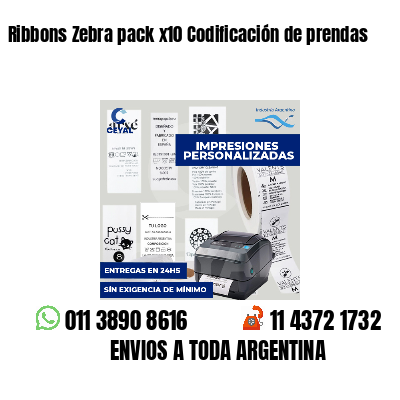 Ribbons Zebra pack x10 Codificación de prendas