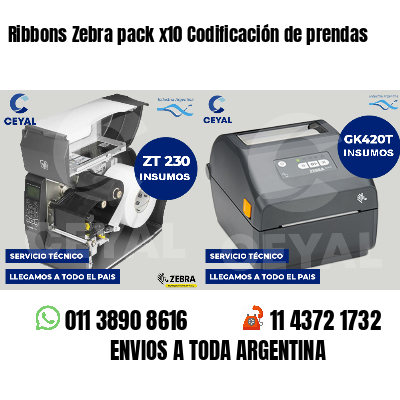 Ribbons Zebra pack x10 Codificación de prendas