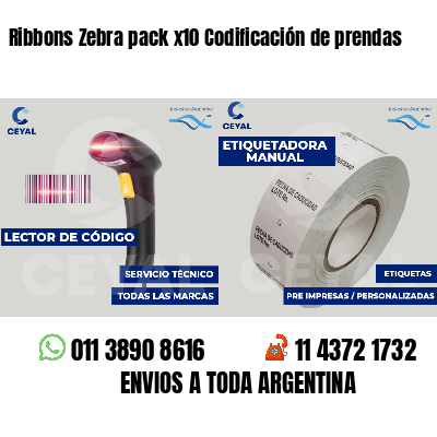 Ribbons Zebra pack x10 Codificación de prendas