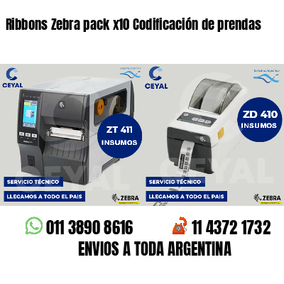 Ribbons Zebra pack x10 Codificación de prendas