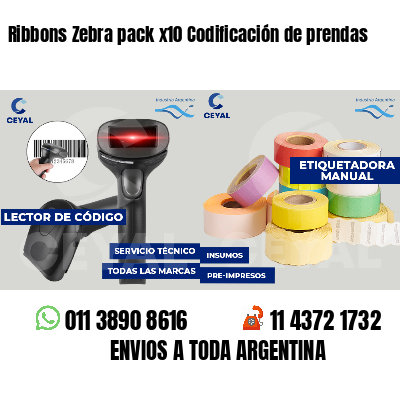 Ribbons Zebra pack x10 Codificación de prendas