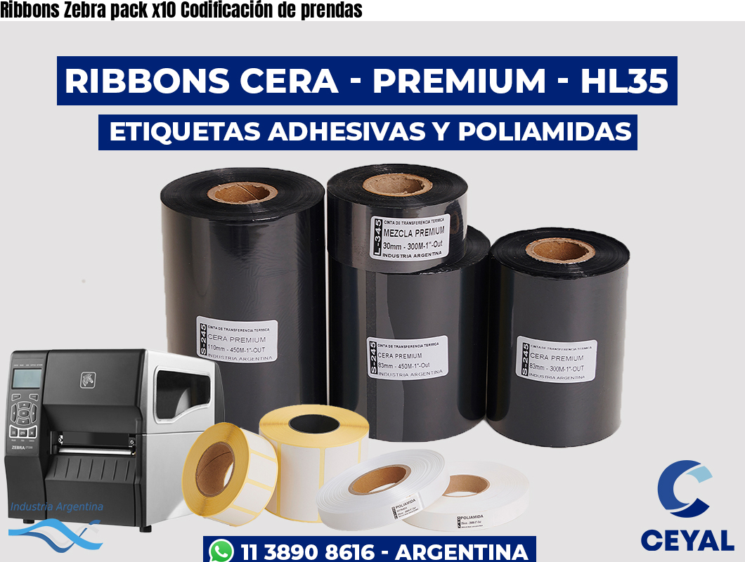 Ribbons Zebra pack x10 Codificación de prendas