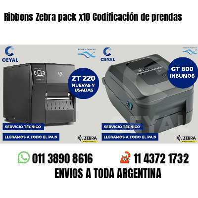 Ribbons Zebra pack x10 Codificación de prendas