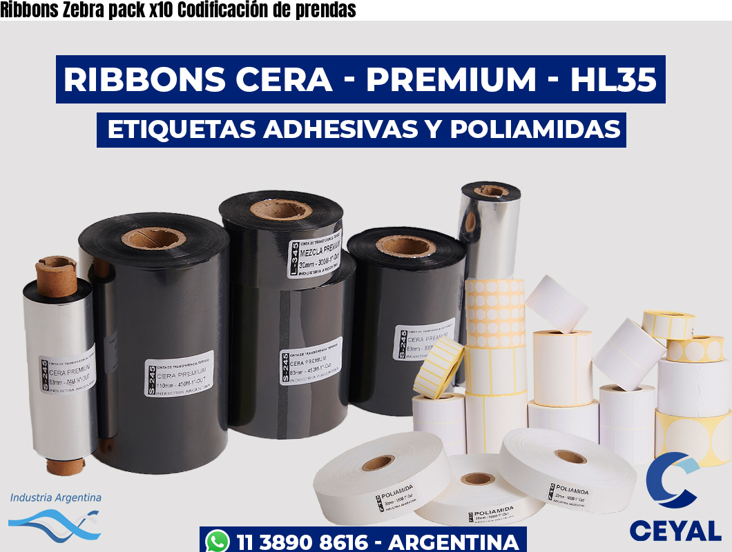 Ribbons Zebra pack x10 Codificación de prendas