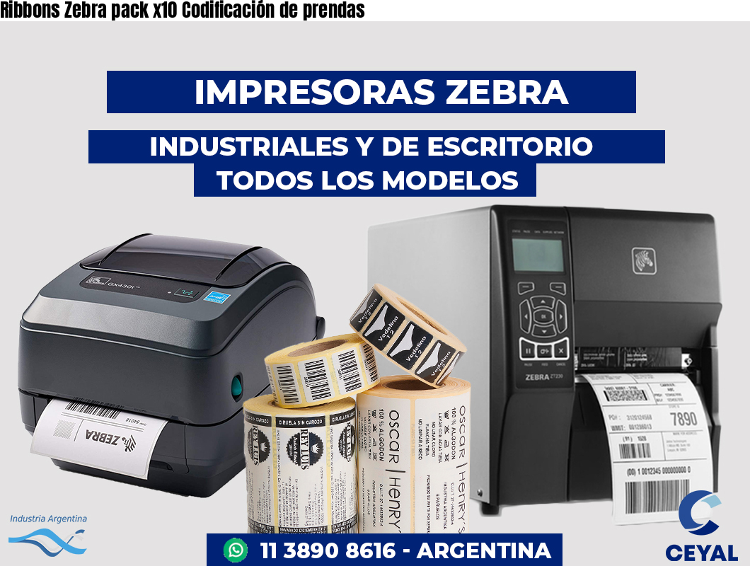 Ribbons Zebra pack x10 Codificación de prendas