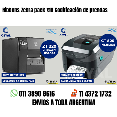 Ribbons Zebra pack x10 Codificación de prendas