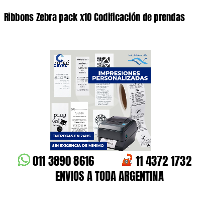 Ribbons Zebra pack x10 Codificación de prendas