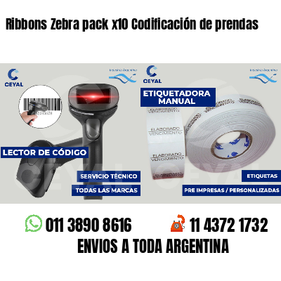 Ribbons Zebra pack x10 Codificación de prendas