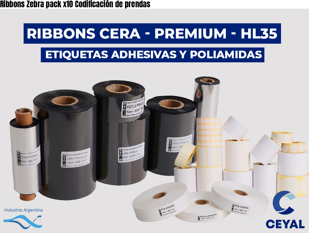 Ribbons Zebra pack x10 Codificación de prendas