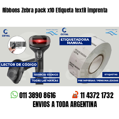 Ribbons Zebra pack x10 Etiqueta textil imprenta