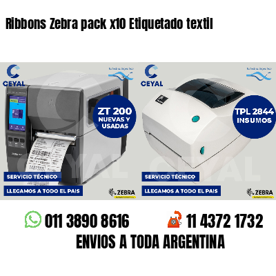 Ribbons Zebra pack x10 Etiquetado textil
