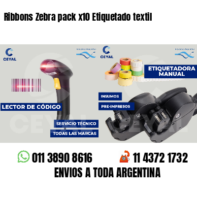 Ribbons Zebra pack x10 Etiquetado textil