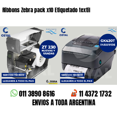 Ribbons Zebra pack x10 Etiquetado textil