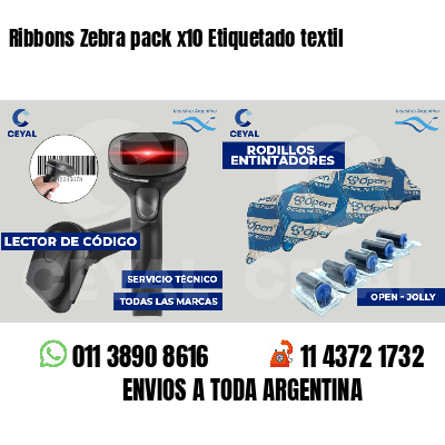 Ribbons Zebra pack x10 Etiquetado textil
