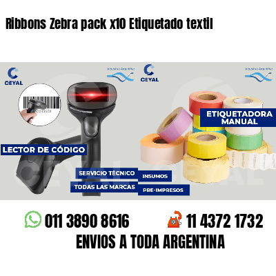 Ribbons Zebra pack x10 Etiquetado textil