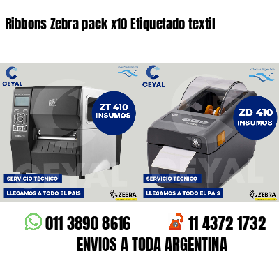 Ribbons Zebra pack x10 Etiquetado textil