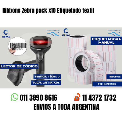 Ribbons Zebra pack x10 Etiquetado textil