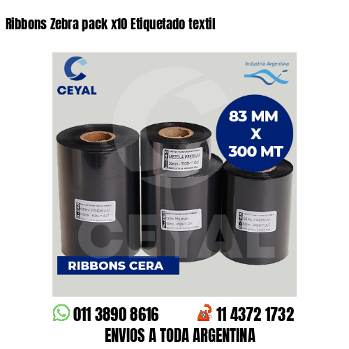 Ribbons Zebra pack x10 Etiquetado textil
