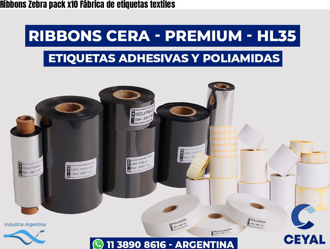 Ribbons Zebra pack x10 Fábrica de etiquetas textiles