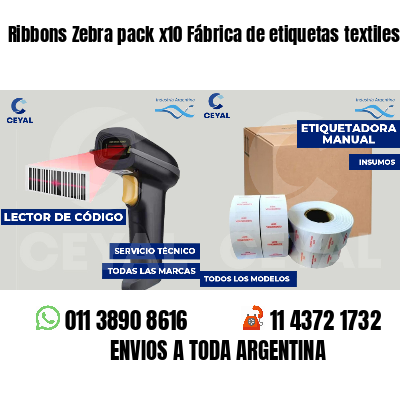 Ribbons Zebra pack x10 Fábrica de etiquetas textiles