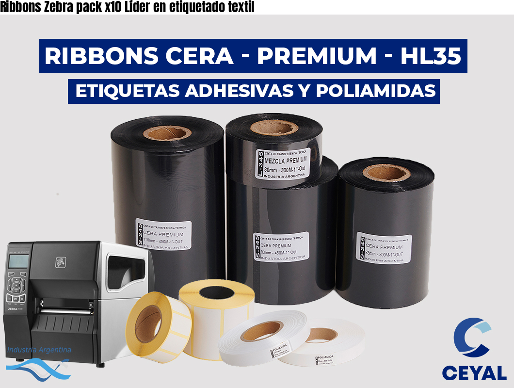 Ribbons Zebra pack x10 Líder en etiquetado textil