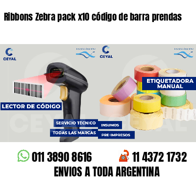 Ribbons Zebra pack x10 código de barra prendas