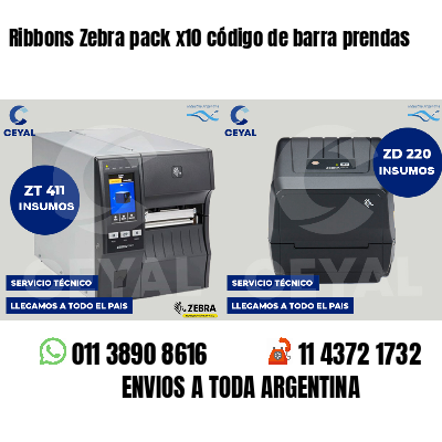 Ribbons Zebra pack x10 código de barra prendas