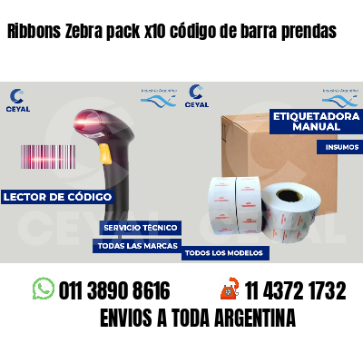 Ribbons Zebra pack x10 código de barra prendas