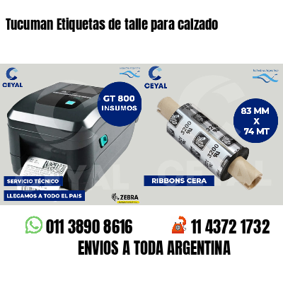 Tucuman Etiquetas de talle para calzado