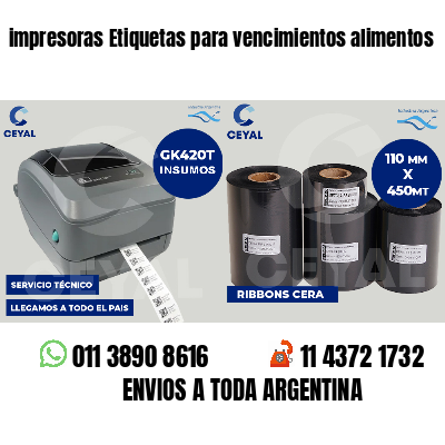 impresoras Etiquetas para vencimientos alimentos