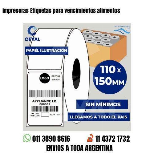impresoras Etiquetas para vencimientos alimentos