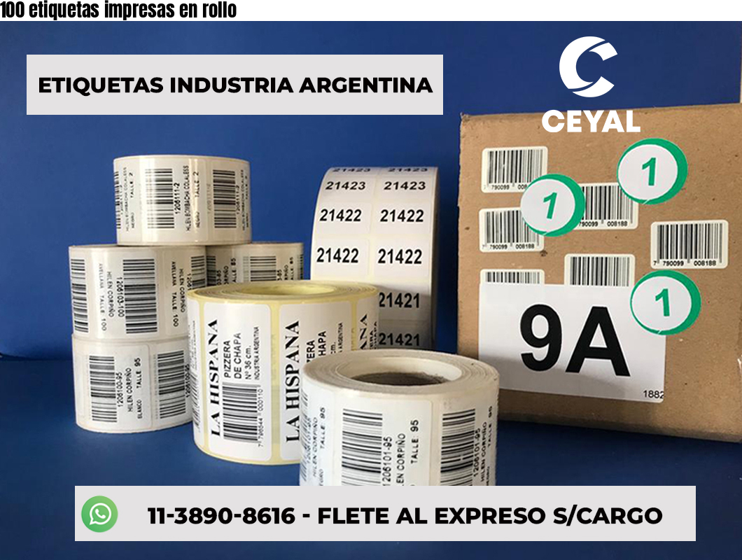 100 etiquetas impresas en rollo