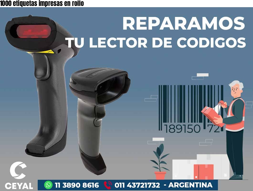 1000 etiquetas impresas en rollo