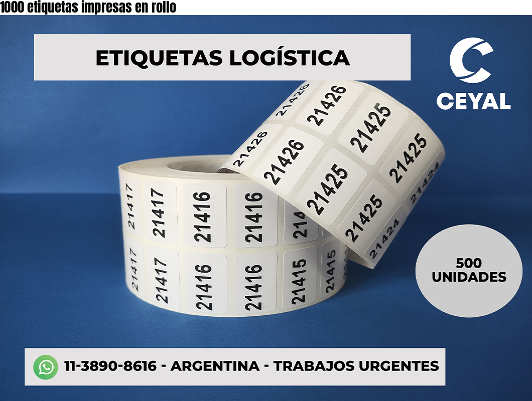 1000 etiquetas impresas en rollo
