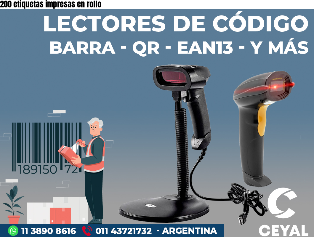 200 etiquetas impresas en rollo