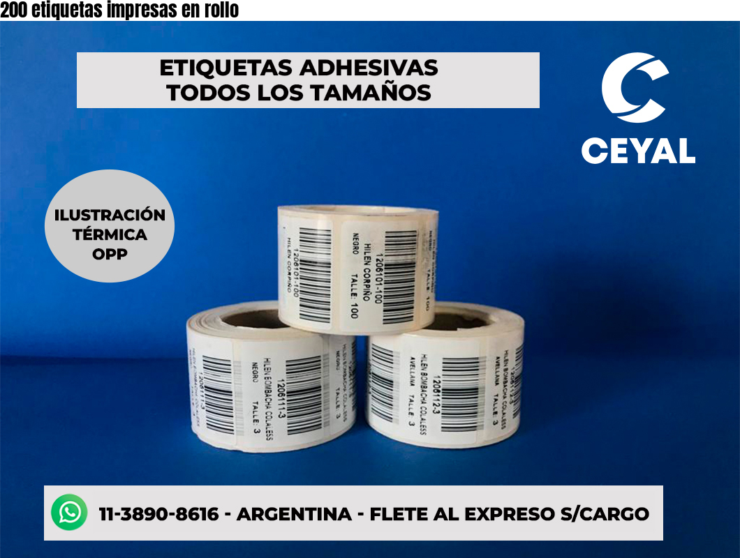 200 etiquetas impresas en rollo