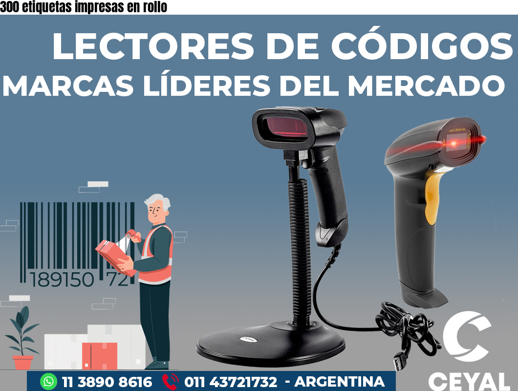 300 etiquetas impresas en rollo
