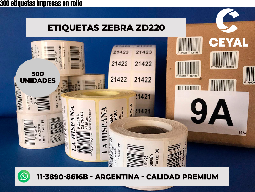 300 etiquetas impresas en rollo