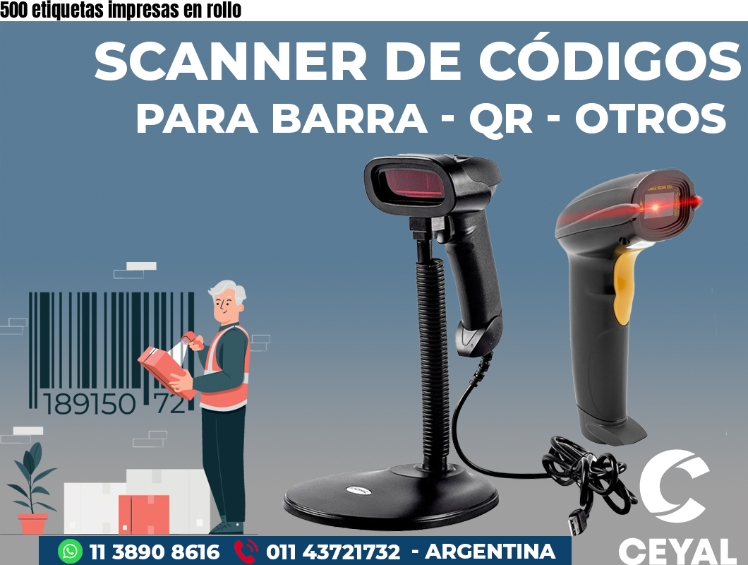 500 etiquetas impresas en rollo