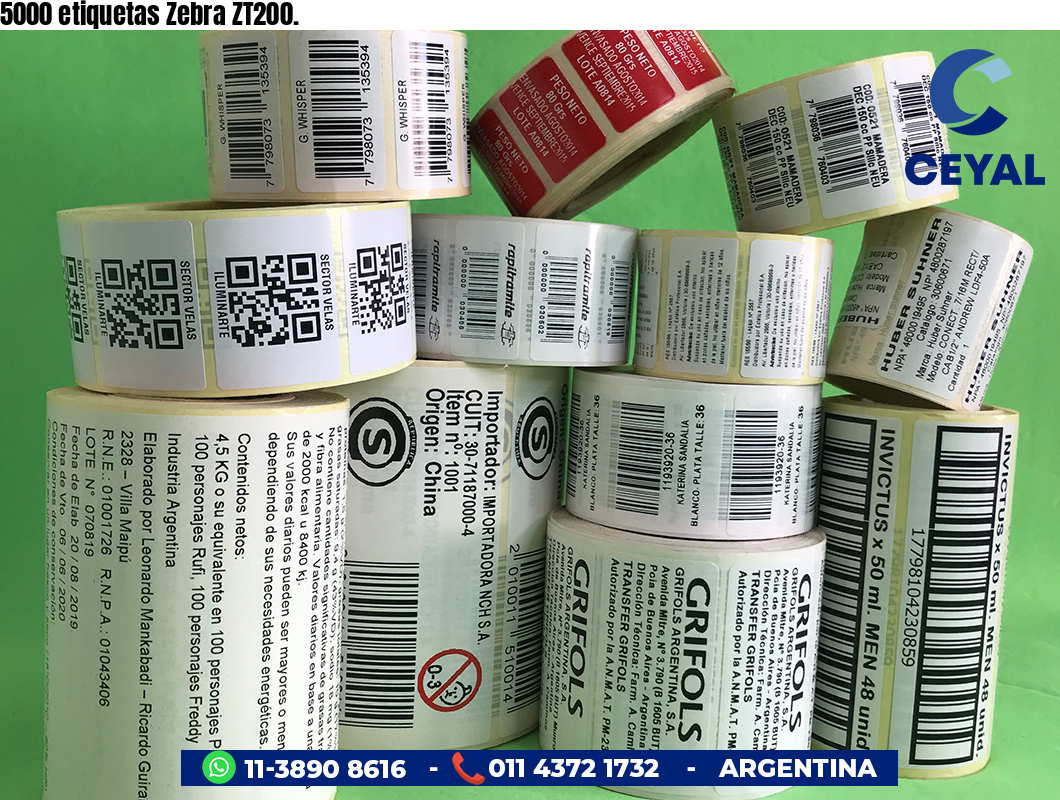 5000 etiquetas Zebra ZT200.