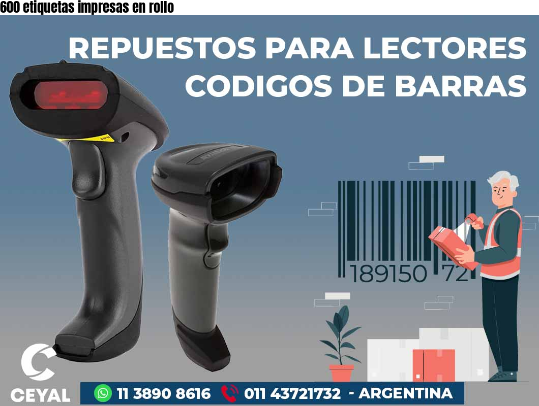 600 etiquetas impresas en rollo