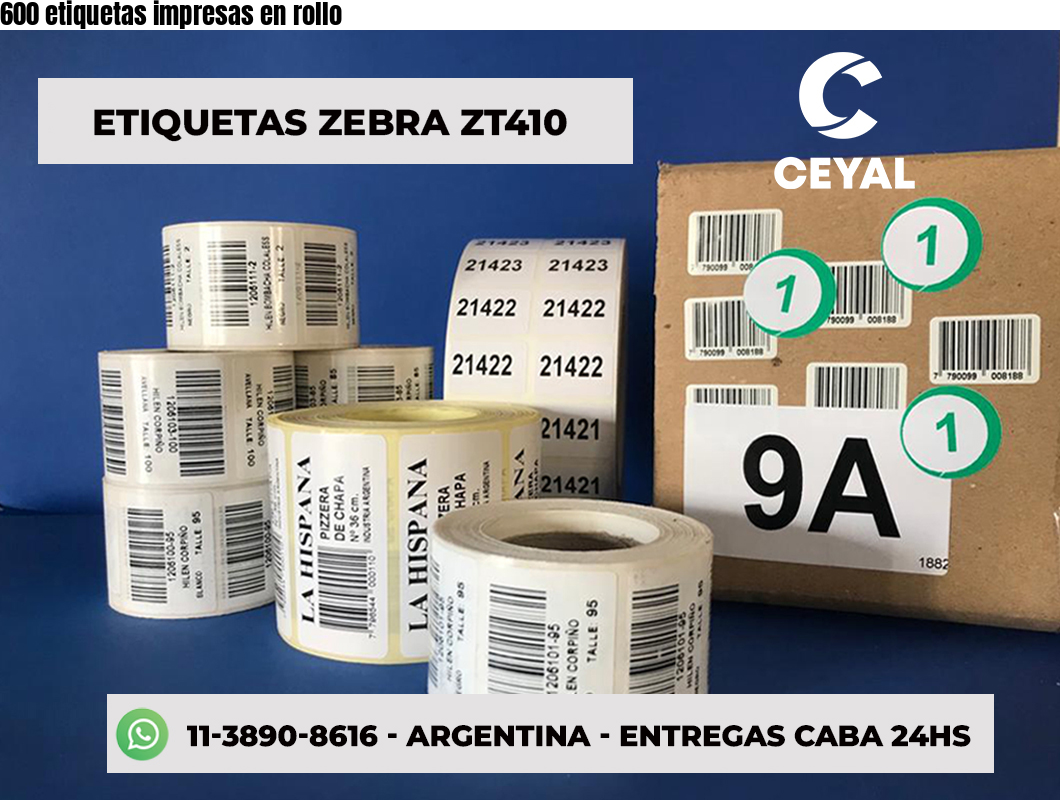 600 etiquetas impresas en rollo