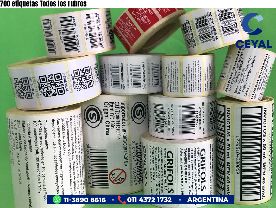700 etiquetas Todos los rubros